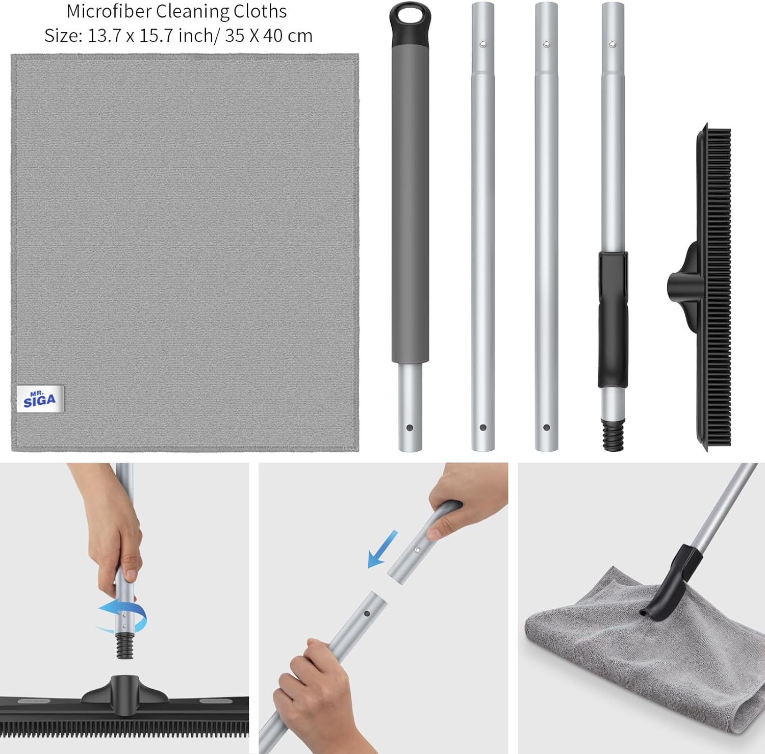 Hair Removal Rubber Broom with Built in Squeegee